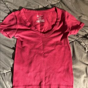 No Boundaries Pink Ribbed Fitted T-Shirt